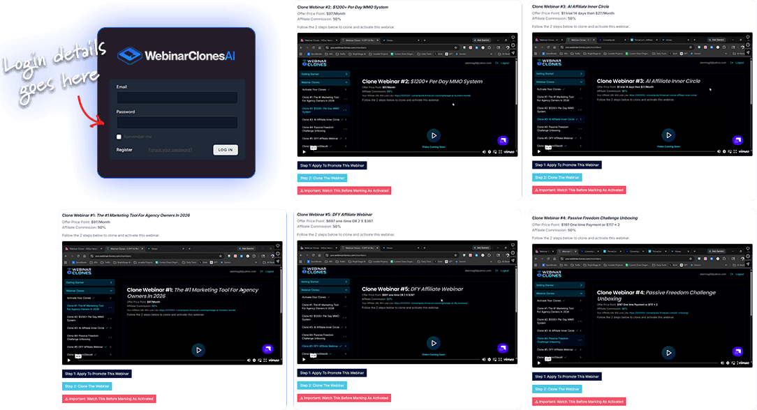 WebinarClonesAI Step 1 - Choose your webinar