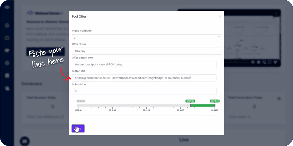 WebinarClonesAI Step 2 - Clone and customize your funnel